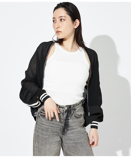 Settimissimo（セッティミッシモ）の「ラインデザイン シアー ブルゾン（ブルゾン・レディース・ブラック・M）」の4枚目の写真
