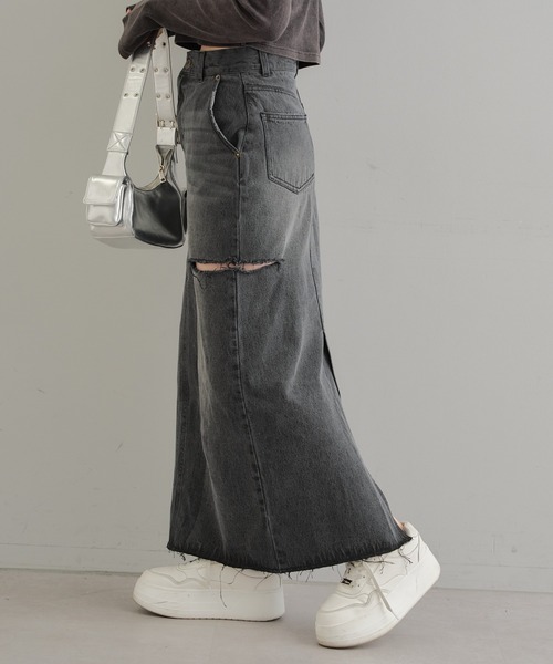 Chico（チコ）の「【2サイズ展開】サイドスリットデニムタイトスカート（デニムスカート・レディース・グレー/ブルー/スカイブルー・0/1）」の8枚目の写真