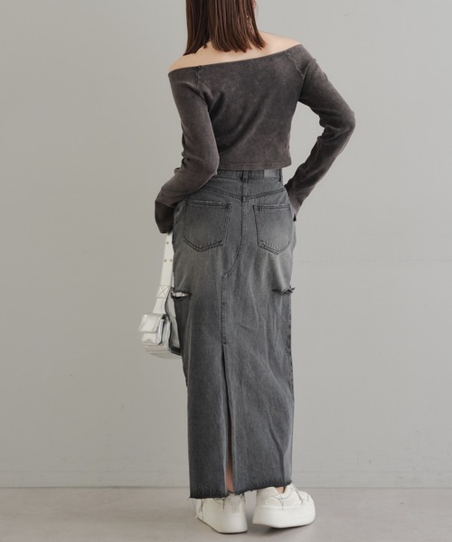Chico（チコ）の「【2サイズ展開】サイドスリットデニムタイトスカート（デニムスカート・レディース・グレー/ブルー/スカイブルー・0/1）」の6枚目の写真