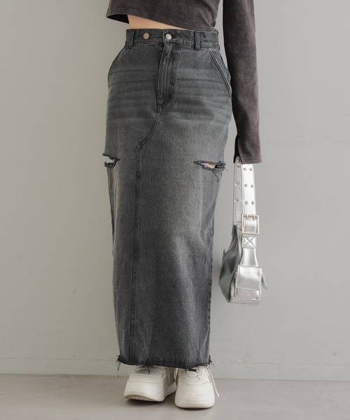 Chico（チコ）の「【2サイズ展開】サイドスリットデニムタイトスカート（デニムスカート・レディース・グレー/ブルー/スカイブルー・0/1）」の7枚目の写真