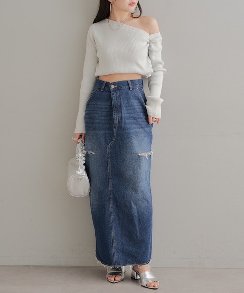 Chico（チコ）の「【2サイズ展開】サイドスリットデニムタイトスカート（デニムスカート・レディース・グレー/ブルー/スカイブルー・0/1）」の11枚目の写真