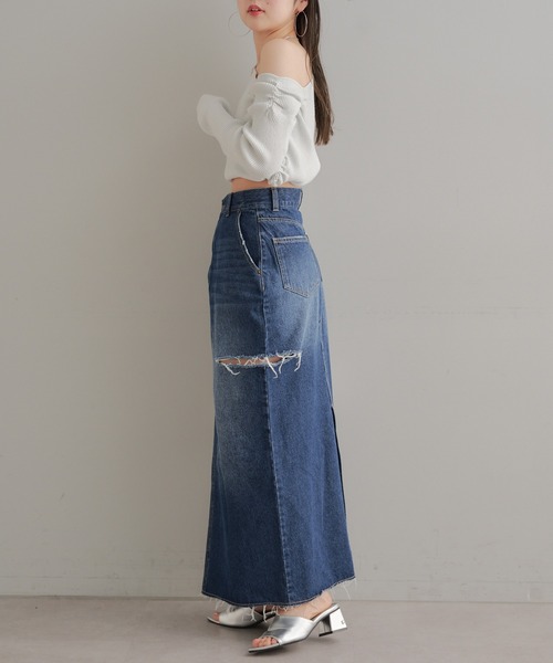 Chico（チコ）の「【2サイズ展開】サイドスリットデニムタイトスカート（デニムスカート・レディース・グレー/ブルー/スカイブルー・0/1）」の12枚目の写真