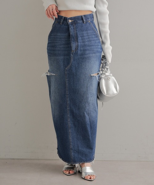 Chico（チコ）の「【2サイズ展開】サイドスリットデニムタイトスカート（デニムスカート・レディース・グレー/ブルー/スカイブルー・0/1）」の21枚目の写真