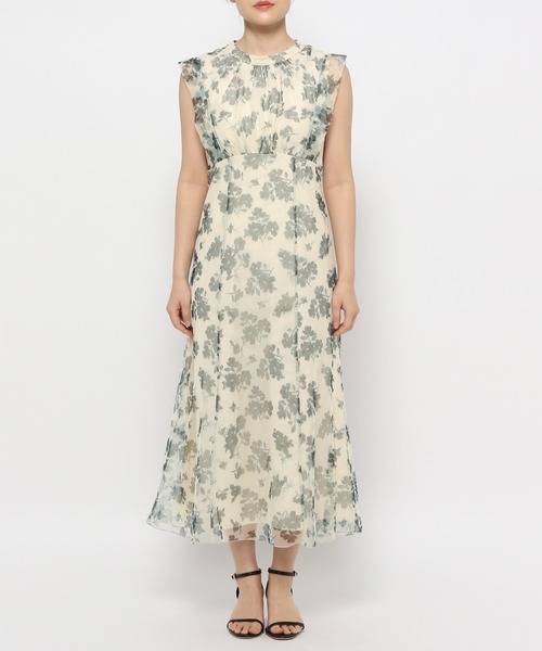 mysty woman（ミスティウーマン）の「花柄シアーレイヤーワンピース　113245（ワンピース・レディース・アイボリー/ブラック/ベージュ系その他・FREE）」の8枚目の写真