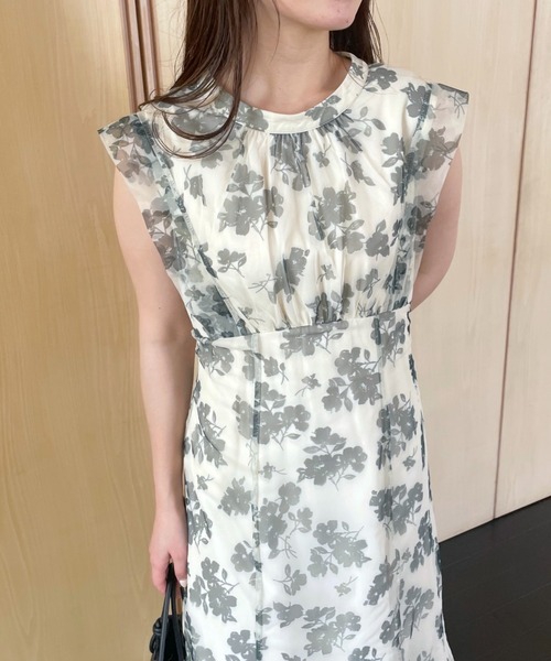 mysty woman（ミスティウーマン）の「花柄シアーレイヤーワンピース　113245（ワンピース・レディース・アイボリー/ブラック/ベージュ系その他・FREE）」の21枚目の写真