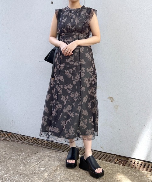 mysty woman（ミスティウーマン）の「花柄シアーレイヤーワンピース　113245（ワンピース・レディース・アイボリー/ブラック/ベージュ系その他・FREE）」の22枚目の写真