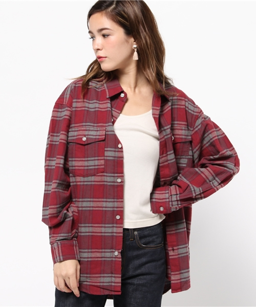 SLY（スライ）の「NATALIE CHECK SH（シャツ/ブラウス・レディース・カーキ系/ネイビー/ワインレッド・FREE）」の3枚目の写真