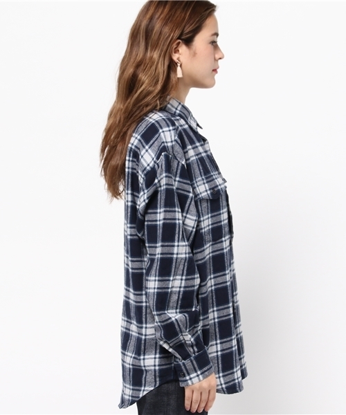 SLY（スライ）の「NATALIE CHECK SH（シャツ/ブラウス・レディース・カーキ系/ネイビー/ワインレッド・FREE）」の5枚目の写真