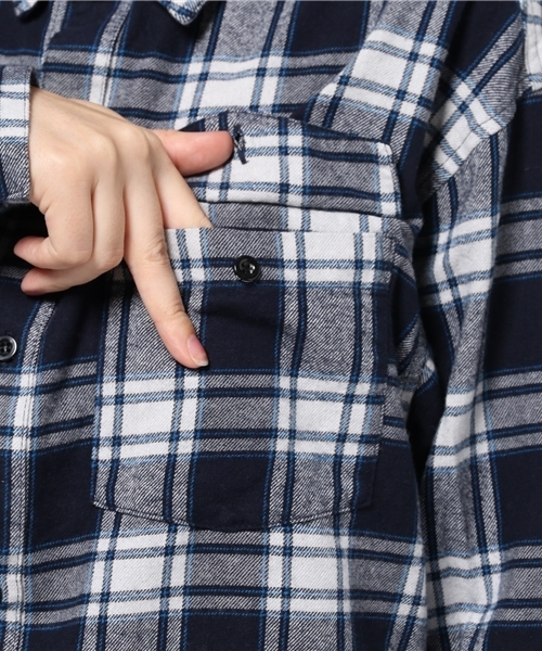 SLY（スライ）の「NATALIE CHECK SH（シャツ/ブラウス・レディース・カーキ系/ネイビー/ワインレッド・FREE）」の10枚目の写真