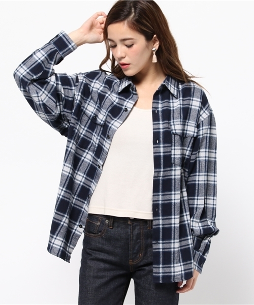 SLY（スライ）の「NATALIE CHECK SH（シャツ/ブラウス・レディース・カーキ系/ネイビー/ワインレッド・FREE）」の14枚目の写真