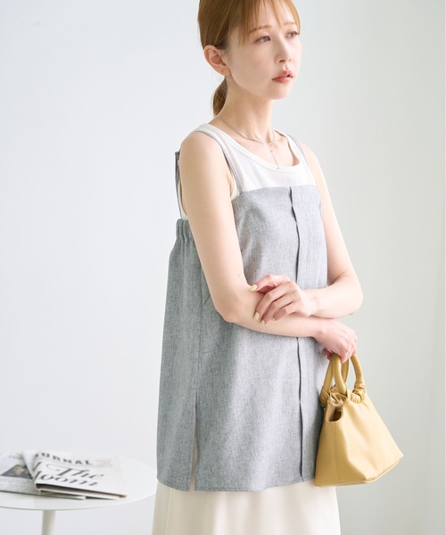 ROPE' PICNIC(ロペピクニック)の「【ご好評につき新色追加!】チュニックビスチェ/セットアップ対応・UVケア(キャミソール・レディース・ベージュ/グレー/ライトグレー/ベージュ系その他・38)」の2枚目の写真