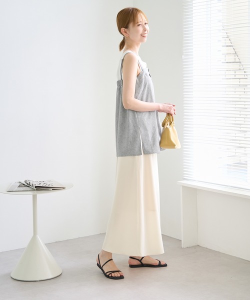 ROPE' PICNIC(ロペピクニック)の「【ご好評につき新色追加!】チュニックビスチェ/セットアップ対応・UVケア(キャミソール・レディース・ベージュ/グレー/ライトグレー/ベージュ系その他・38)」の6枚目の写真