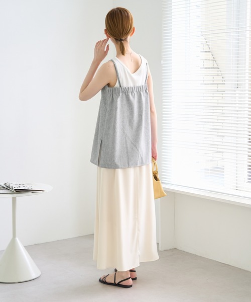 ROPE' PICNIC(ロペピクニック)の「【ご好評につき新色追加!】チュニックビスチェ/セットアップ対応・UVケア(キャミソール・レディース・ベージュ/グレー/ライトグレー/ベージュ系その他・38)」の7枚目の写真