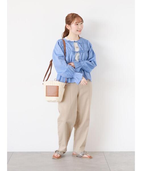 ehka sopo(エヘカソポ)の「雑材ショルダーバッグ(ハンドバッグ・レディース・ブラウン/キナリ・F)」の5枚目の写真