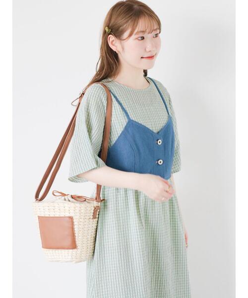 ehka sopo(エヘカソポ)の「雑材ショルダーバッグ(ハンドバッグ・レディース・ブラウン/キナリ・F)」の9枚目の写真