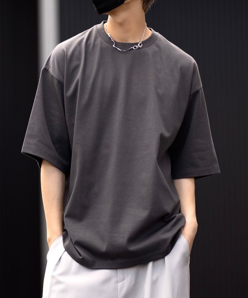 CLEL（クレイル）の「【CLEL】Functionary cotton heavyweight short sleeve T-shirt/ファンクショナリーコットン ヘビーウェイト半袖Tシャツ（Tシャツ/カットソー・メンズ・ホワイト/ブラック/チャコールグレー/グレイッシュブルー/グレイッシュベージュ/チャコールアッシュ/ブルー系1/ライトパープル/ライトグレー・XS/S/M/L）」の12枚目の写真