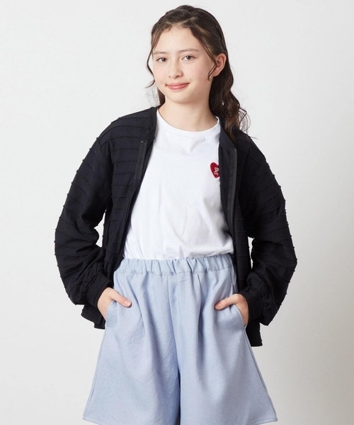 a.v.v（アーヴェヴェ）の「[140-150]【UVカット】ボーダーJQカーデ（カーディガン/ボレロ・キッズ・ブラック/ホワイト/ダークインディゴブルー・150/140）」の10枚目の写真