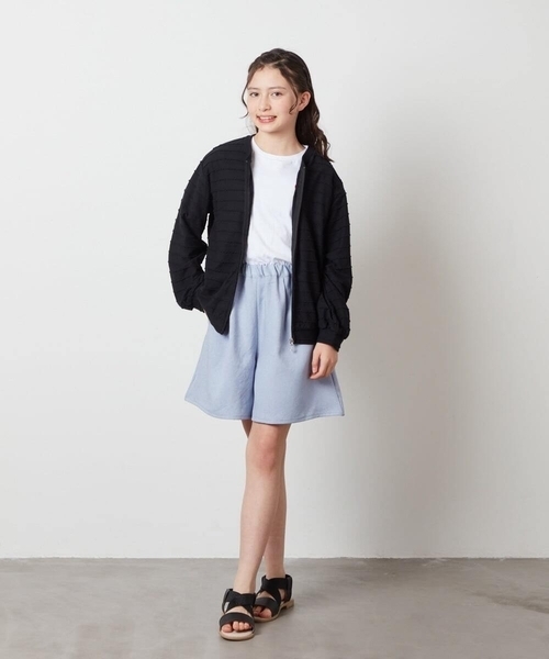 a.v.v（アーヴェヴェ）の「[140-150]【UVカット】ボーダーJQカーデ（カーディガン/ボレロ・キッズ・ブラック/ホワイト/ダークインディゴブルー・150/140）」の11枚目の写真