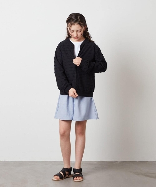 a.v.v（アーヴェヴェ）の「[140-150]【UVカット】ボーダーJQカーデ（カーディガン/ボレロ・キッズ・ブラック/ホワイト/ダークインディゴブルー・150/140）」の13枚目の写真