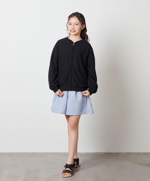 a.v.v（アーヴェヴェ）の「[140-150]【UVカット】ボーダーJQカーデ（カーディガン/ボレロ・キッズ・ブラック/ホワイト/ダークインディゴブルー・150/140）」の14枚目の写真