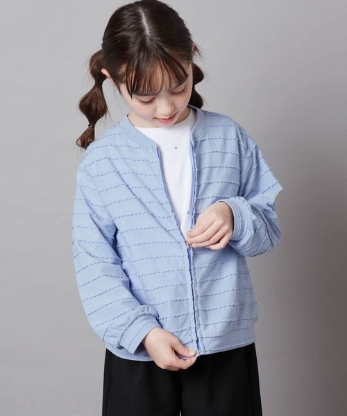 a.v.v（アーヴェヴェ）の「[140-150]【UVカット】ボーダーJQカーデ（カーディガン/ボレロ・キッズ・ブラック/ホワイト/ダークインディゴブルー・150/140）」の18枚目の写真