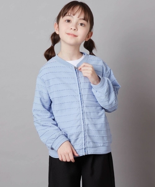 a.v.v（アーヴェヴェ）の「[140-150]【UVカット】ボーダーJQカーデ（カーディガン/ボレロ・キッズ・ブラック/ホワイト/ダークインディゴブルー・150/140）」の19枚目の写真