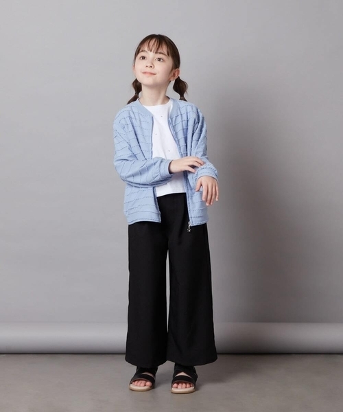 a.v.v（アーヴェヴェ）の「[140-150]【UVカット】ボーダーJQカーデ（カーディガン/ボレロ・キッズ・ブラック/ホワイト/ダークインディゴブルー・150/140）」の21枚目の写真