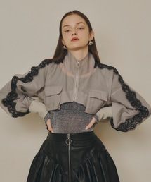 レースラインシアークロップドブルゾン