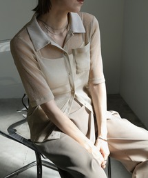 select MOCA | ラメシアーハーフスリーブシャツ(シャツ/ブラウス)