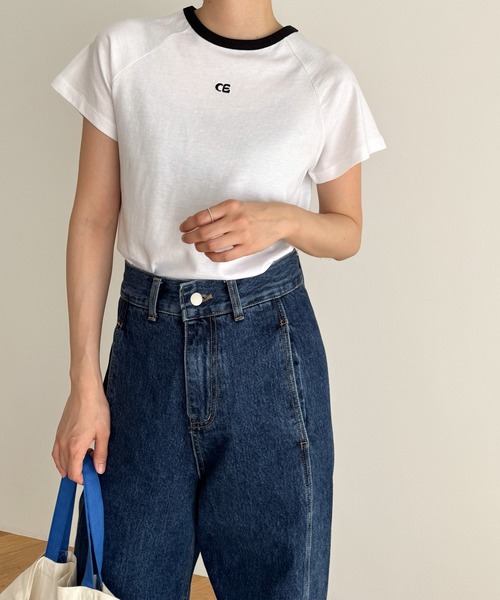 CANAL JEAN(キャナルジーン)の「El mar CE刺繍リンガーチビTEE(Tシャツ/カットソー・レディース・ホワイト/ベージュ/グレー・ONE SIZE)」の4枚目の写真