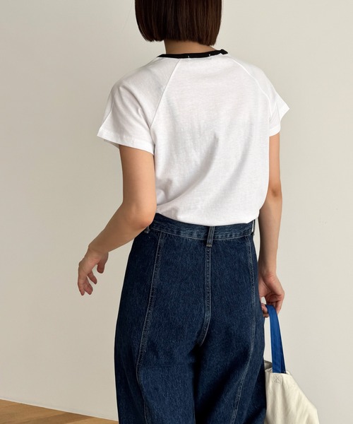 CANAL JEAN(キャナルジーン)の「El mar CE刺繍リンガーチビTEE(Tシャツ/カットソー・レディース・ホワイト/ベージュ/グレー・ONE SIZE)」の5枚目の写真