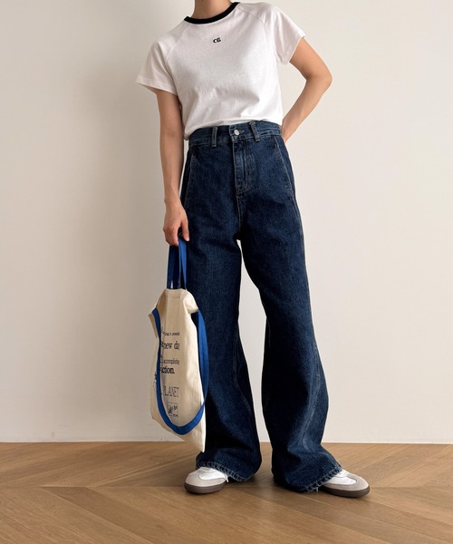 CANAL JEAN(キャナルジーン)の「El mar CE刺繍リンガーチビTEE(Tシャツ/カットソー・レディース・ホワイト/ベージュ/グレー・ONE SIZE)」の6枚目の写真