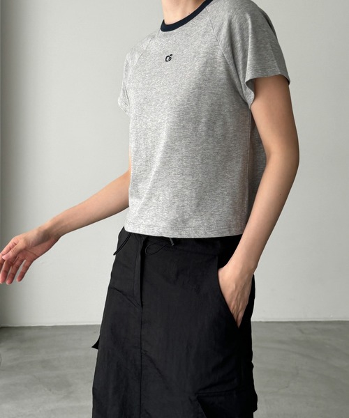 CANAL JEAN(キャナルジーン)の「El mar CE刺繍リンガーチビTEE(Tシャツ/カットソー・レディース・ホワイト/ベージュ/グレー・ONE SIZE)」の7枚目の写真