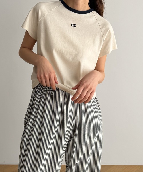 CANAL JEAN(キャナルジーン)の「El mar CE刺繍リンガーチビTEE(Tシャツ/カットソー・レディース・ホワイト/ベージュ/グレー・ONE SIZE)」の10枚目の写真