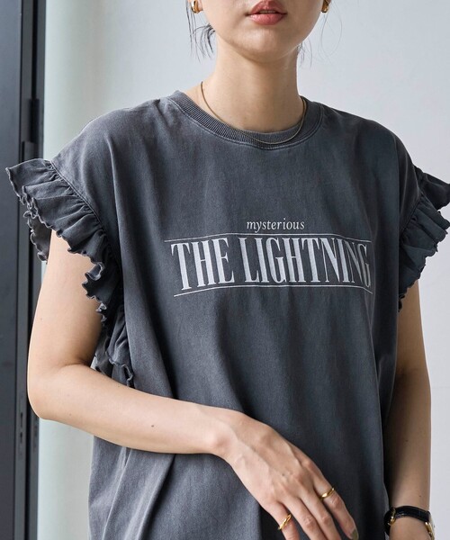 coen（コーエン）の「ピグメントアソートフリルTシャツ（Tシャツ/カットソー・レディース・ダークグレー/オフホワイト/その他1/コバルトブルー・M/L）」の3枚目の写真