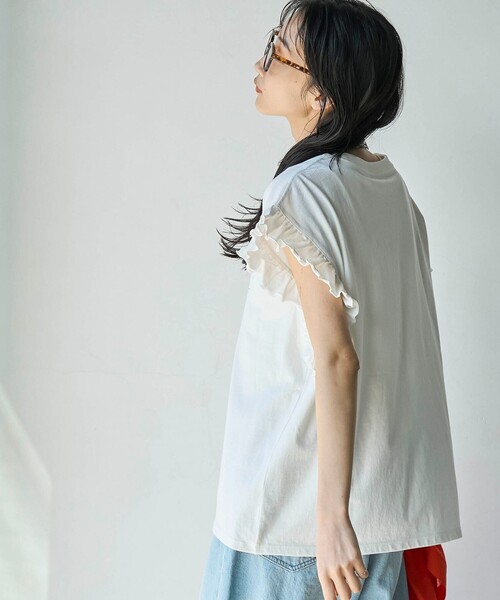 coen（コーエン）の「ピグメントアソートフリルTシャツ（Tシャツ/カットソー・レディース・ダークグレー/オフホワイト/その他1/コバルトブルー・M/L）」の8枚目の写真