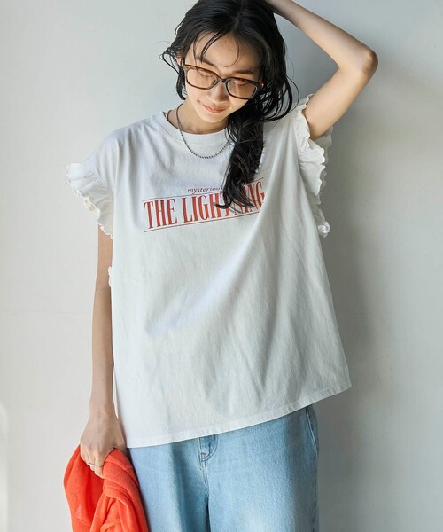 coen（コーエン）の「ピグメントアソートフリルTシャツ（Tシャツ/カットソー・レディース・ダークグレー/オフホワイト/その他1/コバルトブルー・M/L）」の9枚目の写真