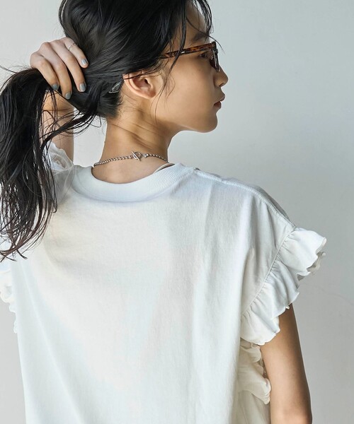 coen（コーエン）の「ピグメントアソートフリルTシャツ（Tシャツ/カットソー・レディース・ダークグレー/オフホワイト/その他1/コバルトブルー・M/L）」の12枚目の写真