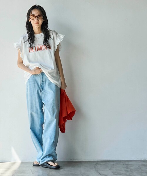 coen（コーエン）の「ピグメントアソートフリルTシャツ（Tシャツ/カットソー・レディース・ダークグレー/オフホワイト/その他1/コバルトブルー・M/L）」の13枚目の写真