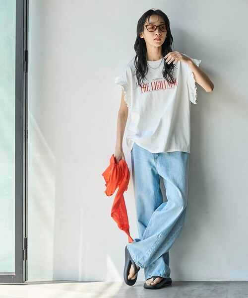 coen（コーエン）の「ピグメントアソートフリルTシャツ（Tシャツ/カットソー・レディース・ダークグレー/オフホワイト/その他1/コバルトブルー・M/L）」の14枚目の写真