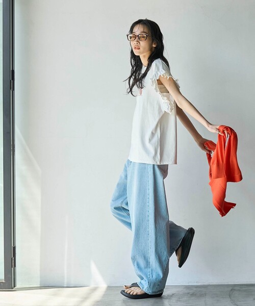 coen（コーエン）の「ピグメントアソートフリルTシャツ（Tシャツ/カットソー・レディース・ダークグレー/オフホワイト/その他1/コバルトブルー・M/L）」の15枚目の写真