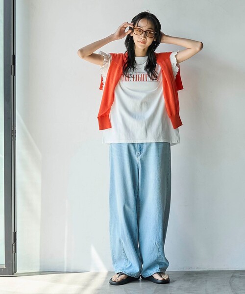 coen（コーエン）の「ピグメントアソートフリルTシャツ（Tシャツ/カットソー・レディース・ダークグレー/オフホワイト/その他1/コバルトブルー・M/L）」の16枚目の写真