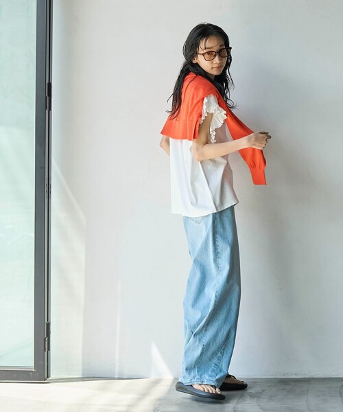 coen（コーエン）の「ピグメントアソートフリルTシャツ（Tシャツ/カットソー・レディース・ダークグレー/オフホワイト/その他1/コバルトブルー・M/L）」の17枚目の写真