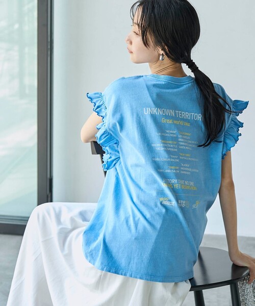 coen（コーエン）の「ピグメントアソートフリルTシャツ（Tシャツ/カットソー・レディース・ダークグレー/オフホワイト/その他1/コバルトブルー・M/L）」の21枚目の写真