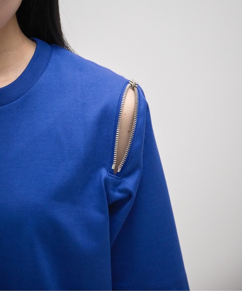 CINOH(チノ)の「【CINOH/チノ】別注 REFINA ZIP T-SHIRT/リフィナコットンショルダージップTシャツ(Tシャツ/カットソー・レディース・ホワイト/グレー/ブルー・36/38)」の19枚目の写真