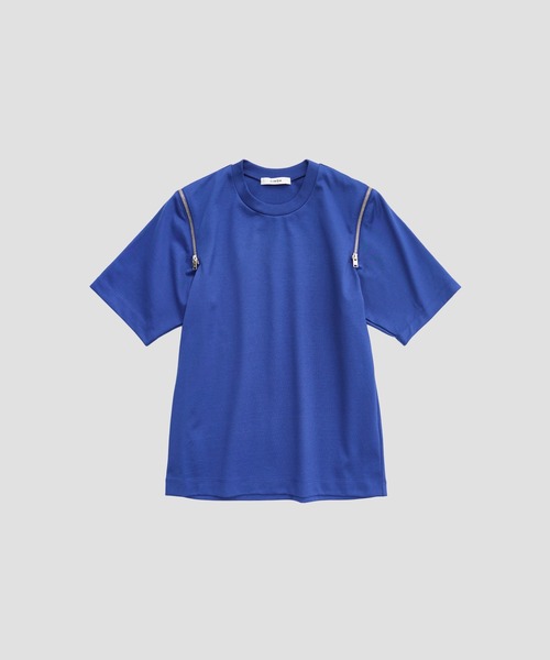 CINOH(チノ)の「【CINOH/チノ】別注 REFINA ZIP T-SHIRT/リフィナコットンショルダージップTシャツ(Tシャツ/カットソー・レディース・ホワイト/グレー/ブルー・36/38)」の4枚目の写真