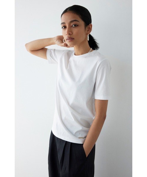 ALEXIA STAM（アリシアスタン）の「Basic Silky Cotton Tee /シルキーコットンTee（Tシャツ/カットソー・レディース・ベージュ/ホワイト/ブラック・FREE）」の2枚目の写真