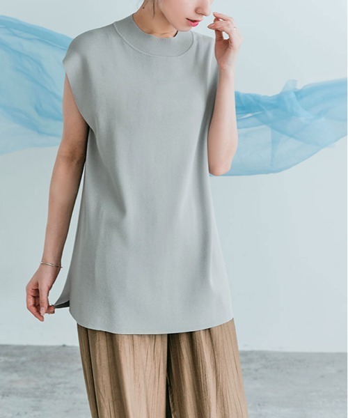 kirakiraShop(キラキラショップ)の「フレンチスリーブ ストレッチ プルオーバー(ニット/セーター・レディース・ブラック/ライトベージュ/グレー/ミント/モカ・M/L)」の14枚目の写真