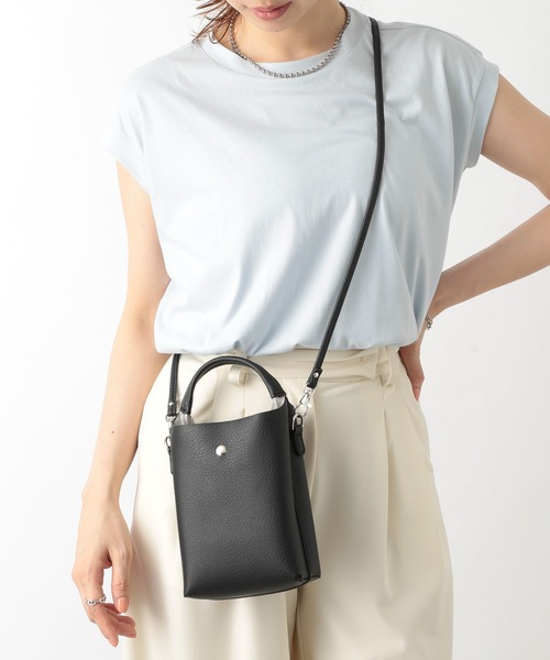 SETUP7（セットアップセブン）の「【SETUP7】縦型ショートハンドル2WAYバッグ プリンシⅡ 74524 LARG（ショルダーバッグ・レディース・ブラック/シルバー/ライトグリーン・FREE）」の5枚目の写真