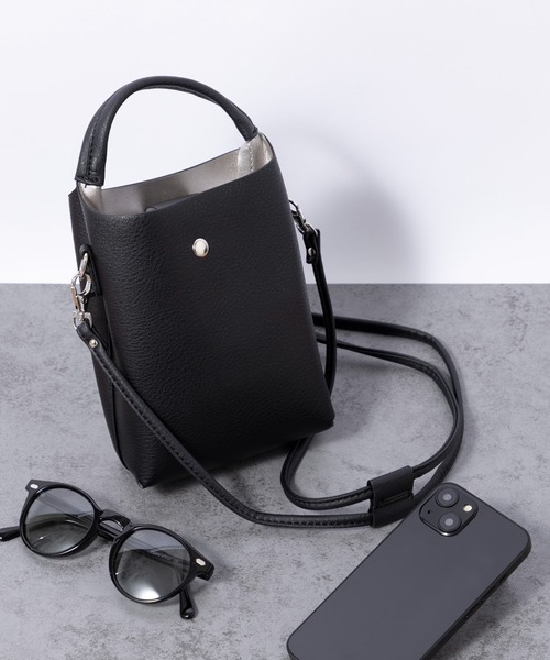 SETUP7（セットアップセブン）の「【SETUP7】縦型ショートハンドル2WAYバッグ プリンシⅡ 74524 LARG（ショルダーバッグ・レディース・ブラック/シルバー/ライトグリーン・FREE）」の9枚目の写真